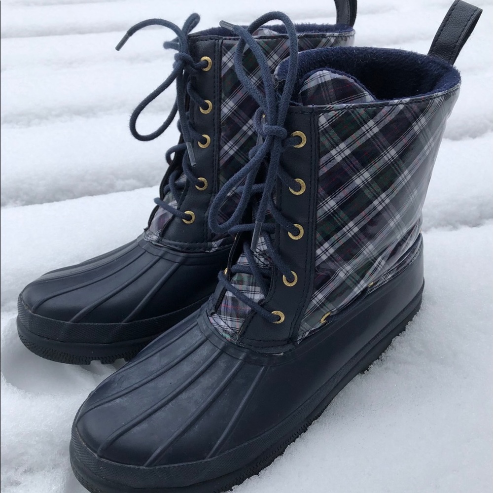 Sperry Lace-Up Plaid Top Sider Boots